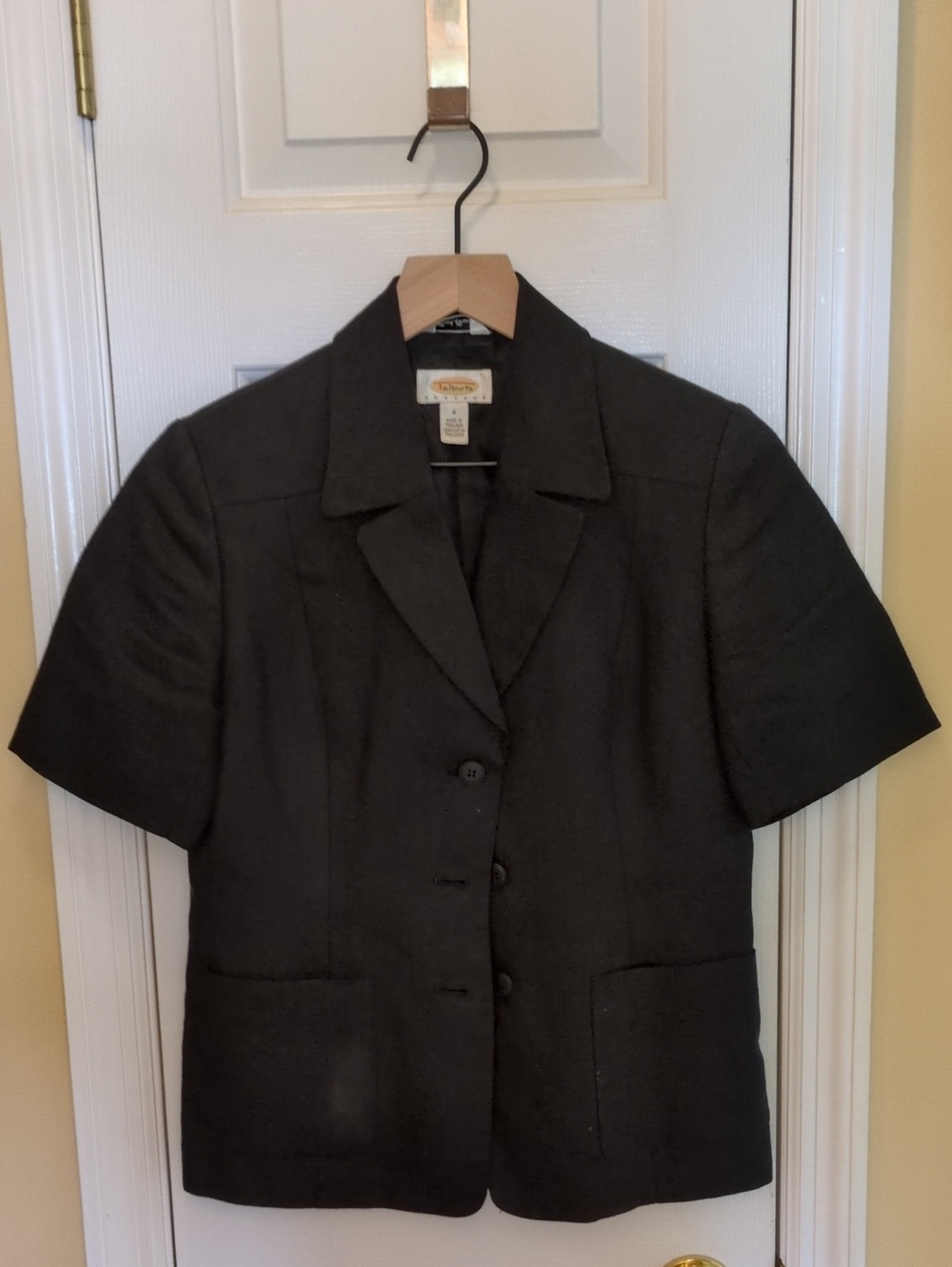 Talbots Classic Black Short-Sleeve Blazer Jacket - Women's